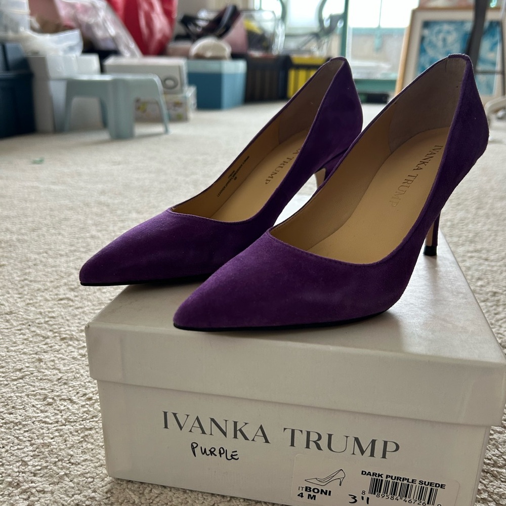 Ivanka Trump Deep Purple Suede Pointed-Toe Pumps
